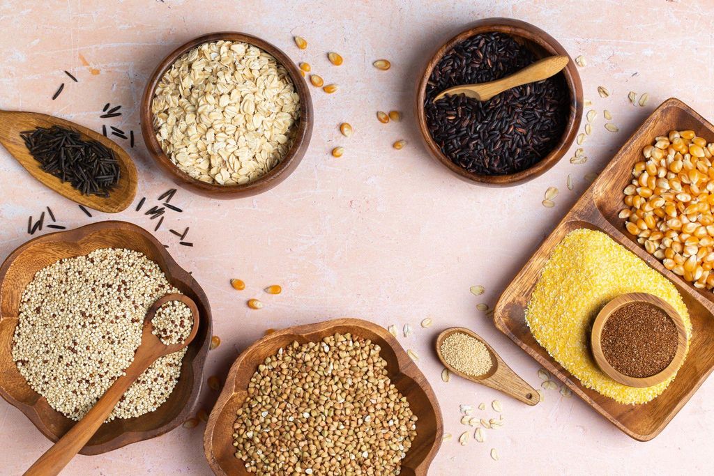 A selection of whole grains that are essential for a healthy antenatal diet