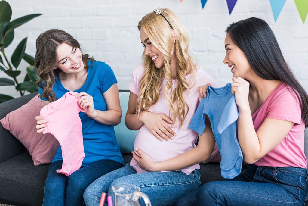 Expectant parents bonding during an antenatal education session.