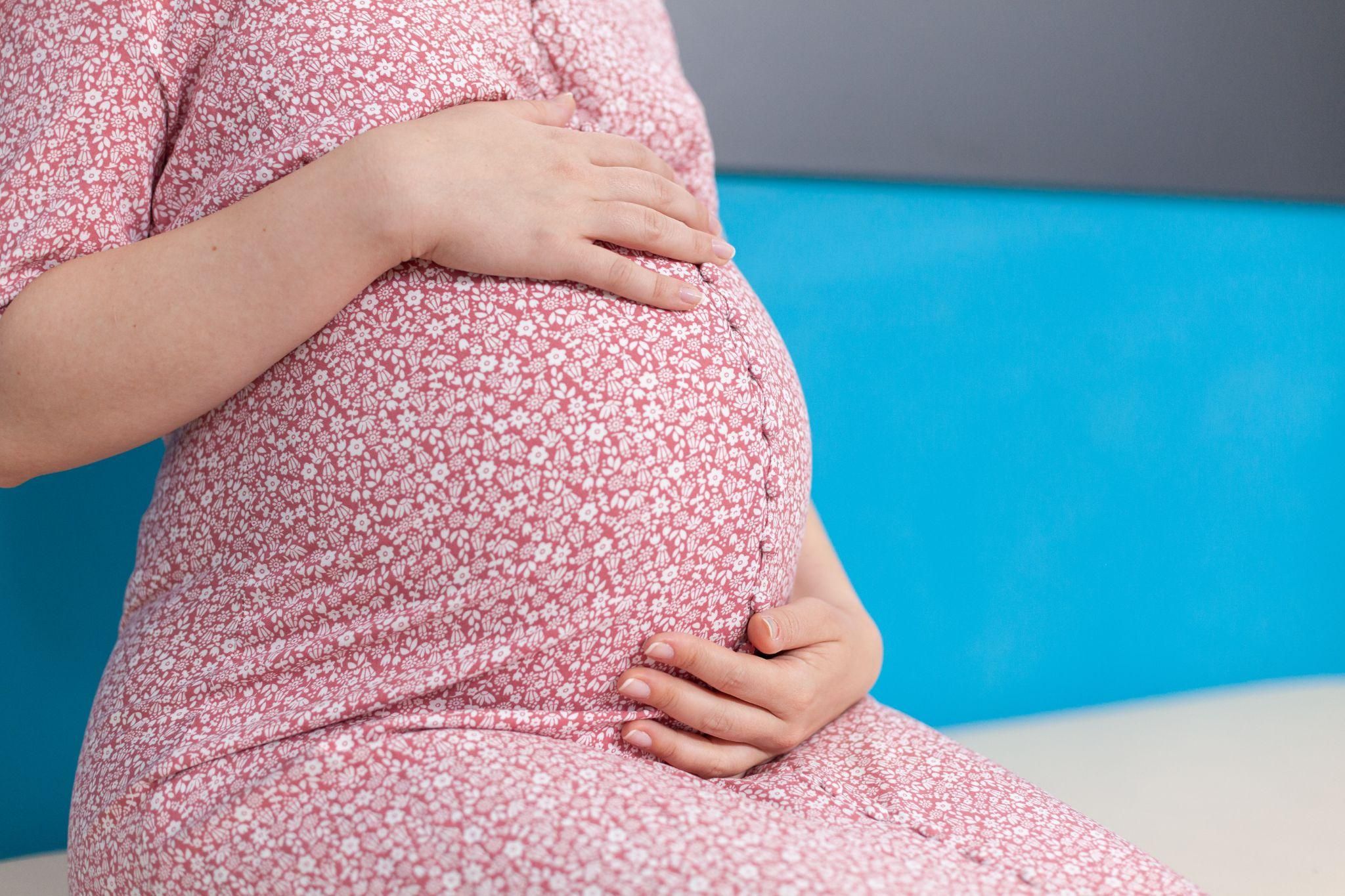 A pregnant woman consulting with her doctor during the viability week of pregnancy.