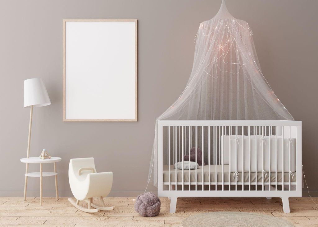 Soft lighting in a nursery to create a calming atmosphere for both baby and parents.