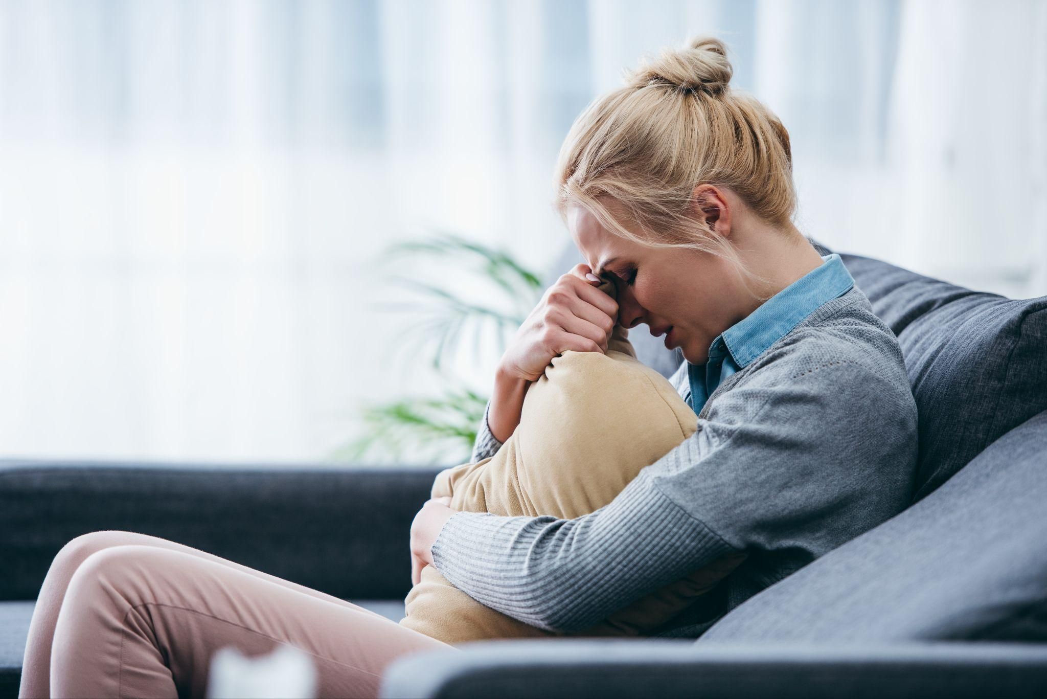 A pregnant woman suffering from antenatal stress.