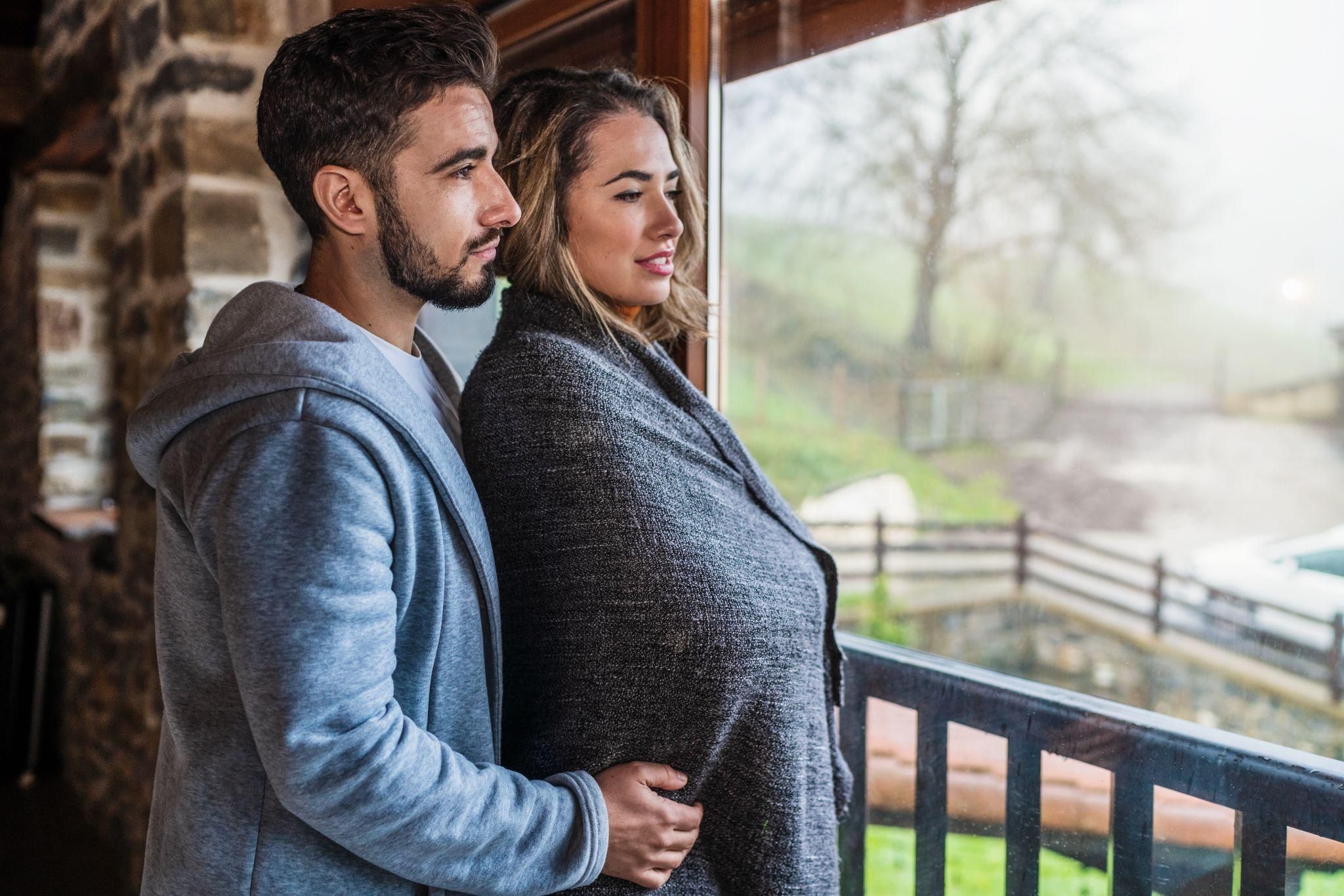 Expectant parents participating in antenatal care and preparing for childbirth.