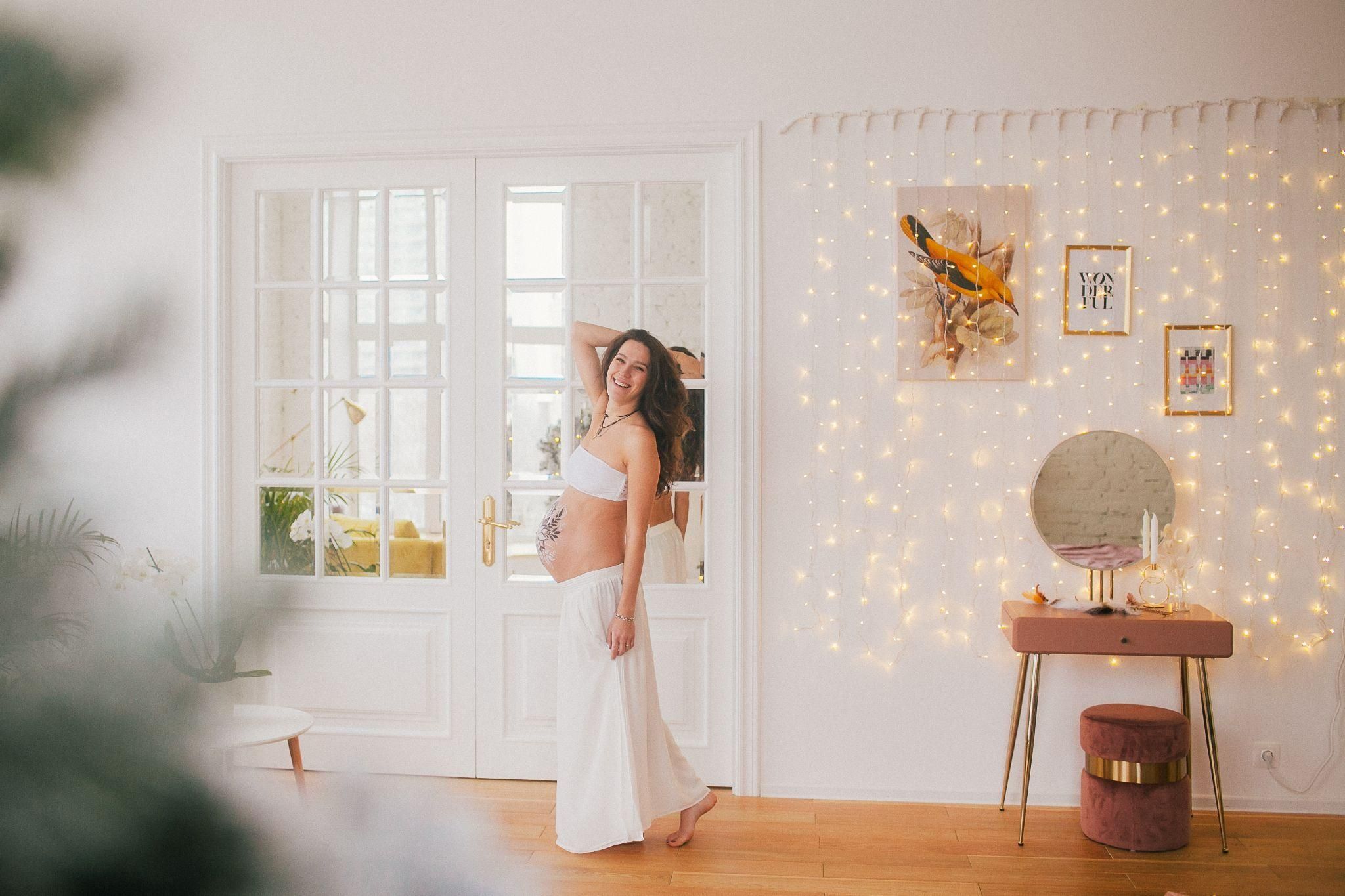 A calm and peaceful home birth environment with a birthing pool.